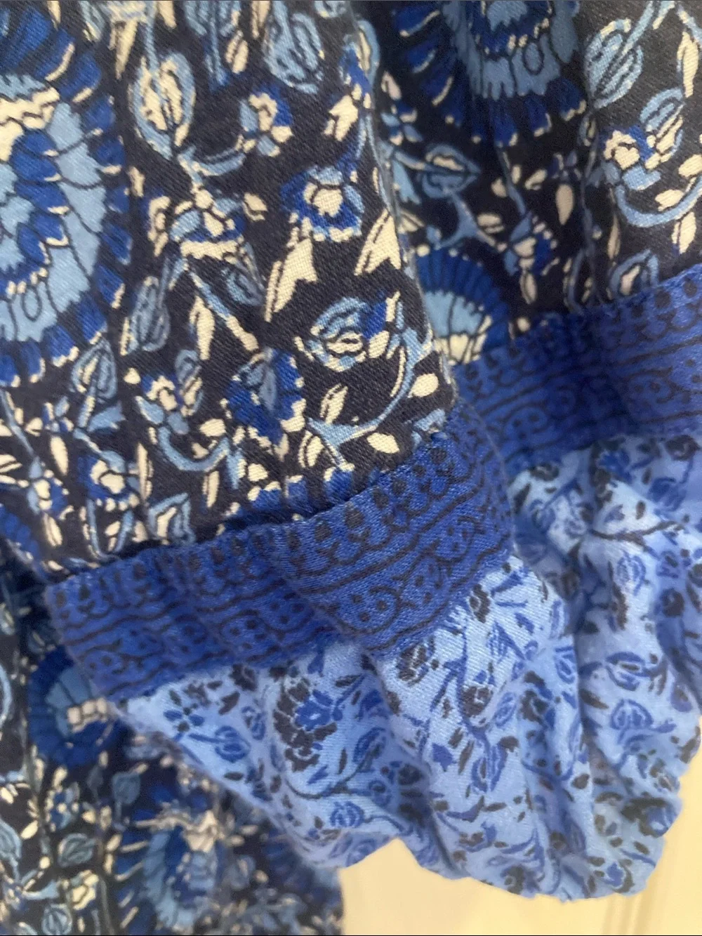 Old Navy Blue Floral Boho Peasant Top